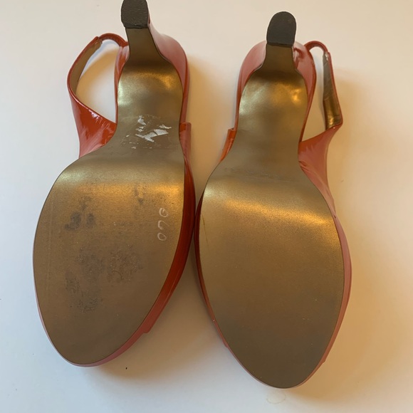 Tahari Si Senor Orange Patent Leather Sling Back Pumps Size 6 - Picture 11 of 12